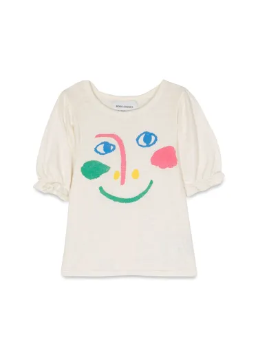 Smiling mask puffed sleeves t-shirt - bobo choses - Modalova