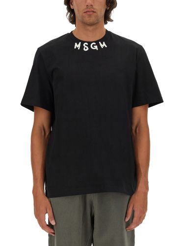 Msgm t-shirt with brushed logo - msgm - Modalova