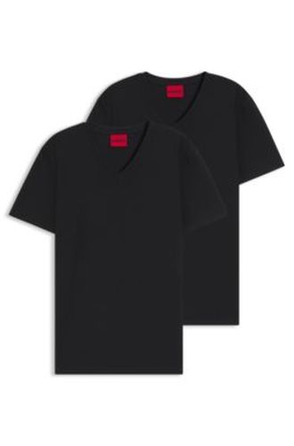 Lot de deux t-shirts à col V en coton stretch - HUGO - Modalova