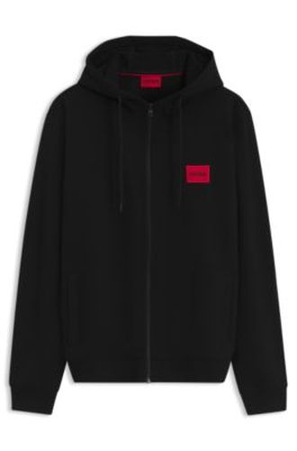 Sweat à capuche zippé en molleton de coton avec étiquette logo - HUGO - Modalova