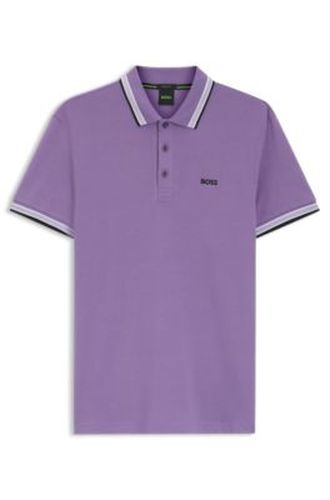Polo en piqué de coton avec détails de logo - Boss - Modalova
