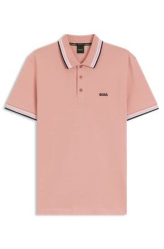 Polo en piqué de coton avec détails de logo - Boss - Modalova