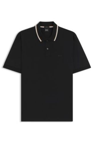Polo Slim en coton à col rayé - Boss - Modalova