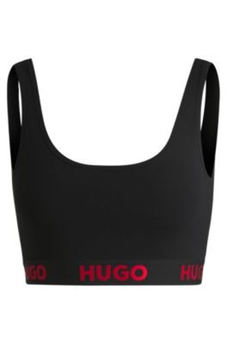 Brassière en coton stretch avec bande logo - HUGO - Modalova
