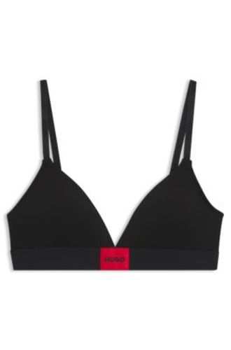 Soutien-gorge triangle en coton stretch avec logo rouge - HUGO - Modalova