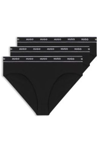 Lot de trois slips en coton stretch avec logo à la taille - HUGO - Modalova