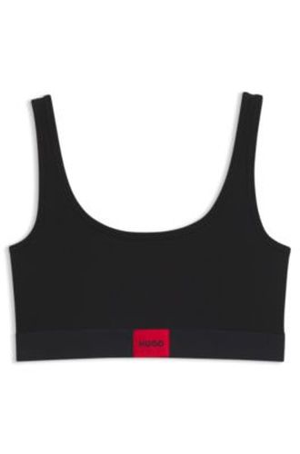 Brassière en coton stretch avec étiquette logotée rouge - HUGO - Modalova