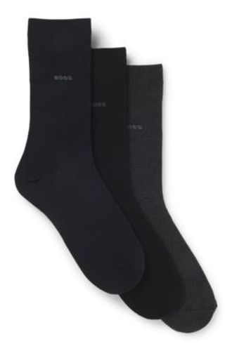 Lot de trois paires de chaussettes mi-mollet en maille stretch - Boss - Modalova