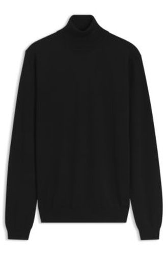Pull à col roulé en laine mérinos avec logo brodé - HUGO - Modalova