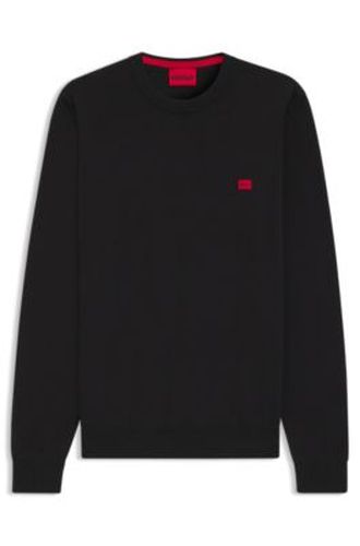 Pull en coton avec étiquette logo rouge - HUGO - Modalova