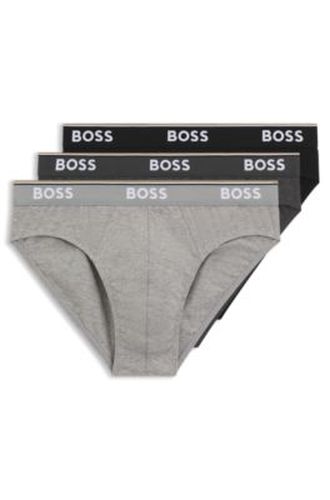 Lot de trois slips en coton stretch avec logo à la taille - Boss - Modalova