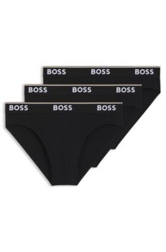 Lot de trois slips en coton stretch avec logo à la taille - Boss - Modalova