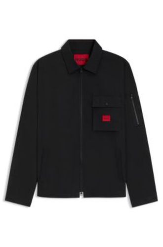 Surchemise zippée en toile de coton mélangé avec étiquette logo - HUGO - Modalova