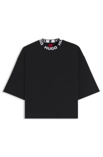 T-shirt en jersey de coton avec col à logo - HUGO - Modalova