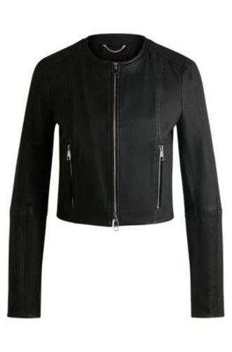 Veste en cuir Slim sans col - Boss - Modalova