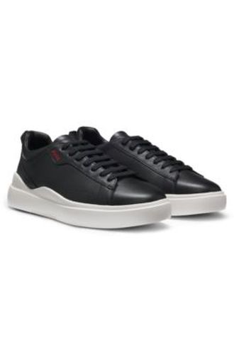 Baskets en cuir à semelle cupsole avec détails logotés rouges - HUGO - Modalova
