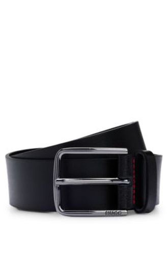 Ceinture en cuir grainé à surpiqûres rouges - HUGO - Modalova