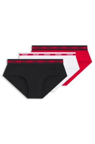 Lot de trois slips en coton stretch avec logo à la taille - HUGO - Modalova