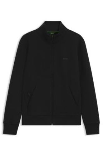 Sweat zippé en coton stretch à logo imprimé - Boss - Modalova