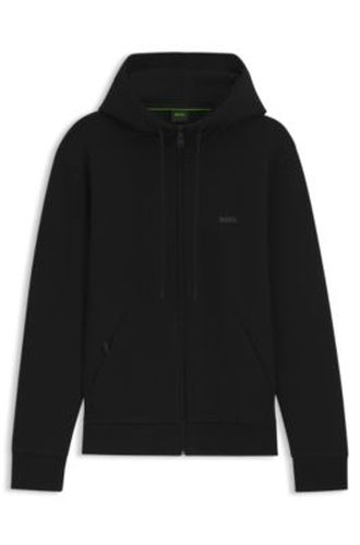 Sweat à capuche zippé en coton stretch avec logo imprimé - Boss - Modalova