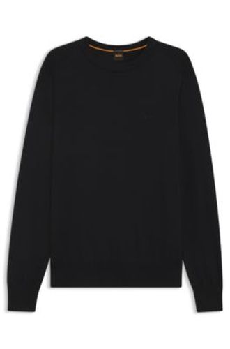 Pull en maille de coton à logo brodé - Boss - Modalova