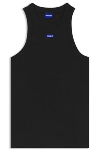 Débardeur en coton stretch avec étiquette logo bleue - HUGO - Modalova