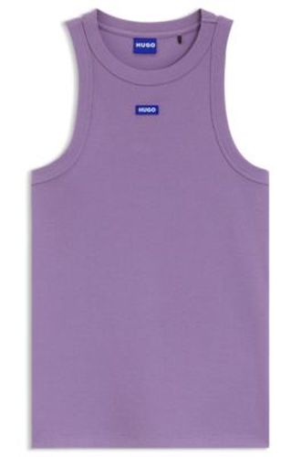 Débardeur en coton stretch avec étiquette logo bleue - HUGO - Modalova