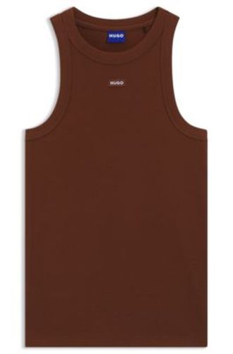 Débardeur en coton stretch avec étiquette logo bleue - HUGO - Modalova