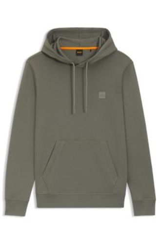 Sweat à capuche en molleton de coton avec patch logo - Boss - Modalova