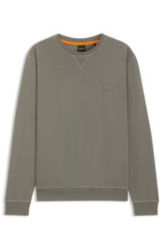 Sweat en molleton de coton avec patch logo - Boss - Modalova