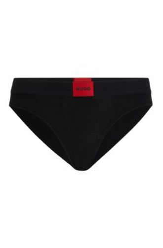 Slip en coton stretch avec étiquette logotée rouge - HUGO - Modalova