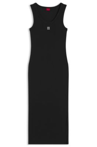 Robe midi en jersey de coton mélangé à logo revisité - HUGO - Modalova