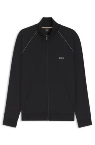 Veste zippée en coton stretch avec logo brodé - Boss - Modalova