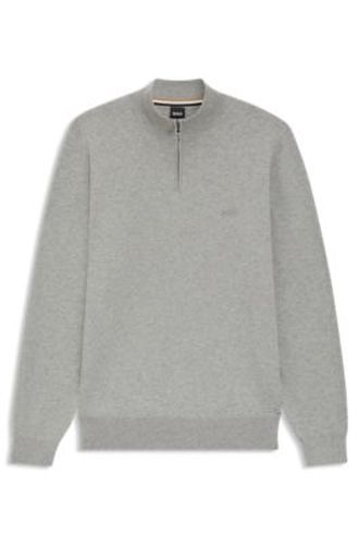 Pull à encolure zippée en maille de coton - Boss - Modalova