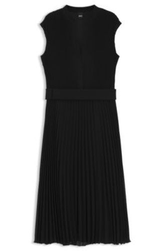 Robe en crêpe plissé à encolure crantée - Boss - Modalova