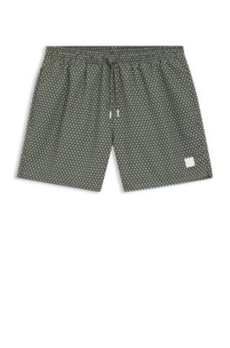 Short de bain à micro-imprimé et badge logoté - Boss - Modalova