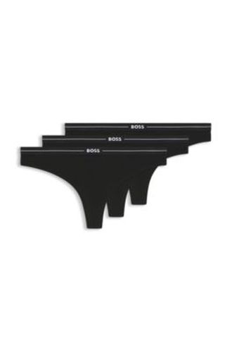 Lot de trois strings en coton stretch avec taille logotée - Boss - Modalova