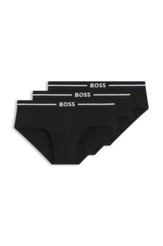 Lot de trois boxers courts en coton stretch avec taille logotée - Boss - Modalova