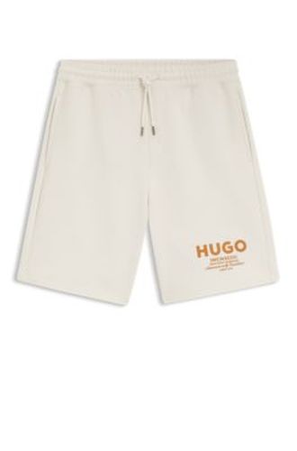 Short Loose en molleton de coton à logo imprimé - HUGO - Modalova