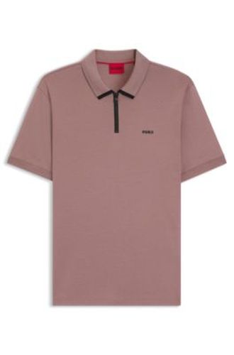 Polo en piqué de coton à encolure zippée - HUGO - Modalova