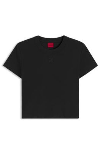 T-shirt Slim en coton mélangé à logo brodé - HUGO - Modalova
