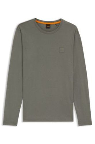 T-shirt à manches longues en coton avec écusson à logo - Boss - Modalova