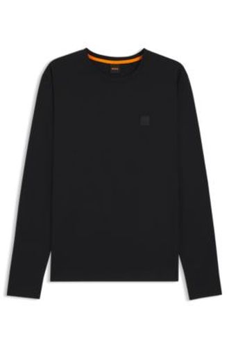 T-shirt à manches longues en coton avec écusson à logo - Boss - Modalova