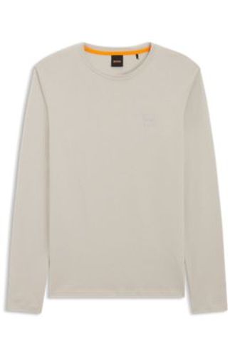 T-shirt à manches longues en coton avec écusson à logo - Boss - Modalova
