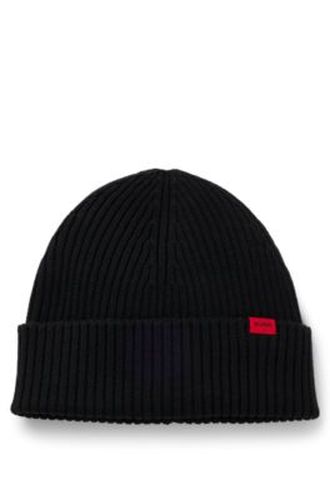 Bonnet en laine vierge avec étiquette logo - HUGO - Modalova