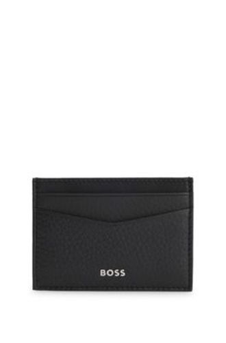 Porte-cartes de marque en cuir grainé avec pince à billets - Boss - Modalova