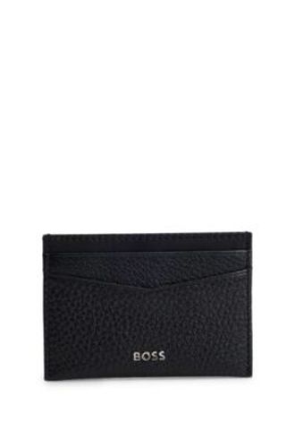 Porte-cartes en cuir grainé avec logo en métal - Boss - Modalova