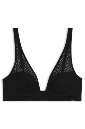 Soutien-gorge triangle en dentelle monogrammée avec garniture métallique - Boss - Modalova