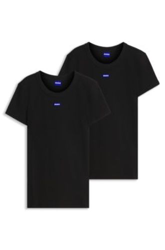 T-shirt Slim en coton stretch avec étiquette logotée - HUGO - Modalova