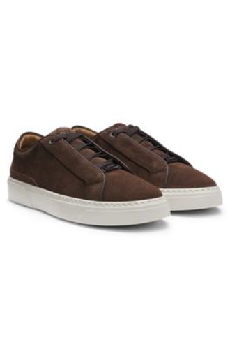 Baskets Gary en cuir suédé avec système de laçage élastique - Boss - Modalova